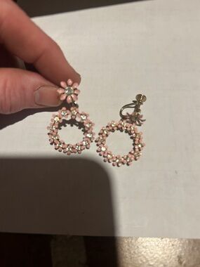 Vintage Mid-century floral wreath screw-back costume earrings.